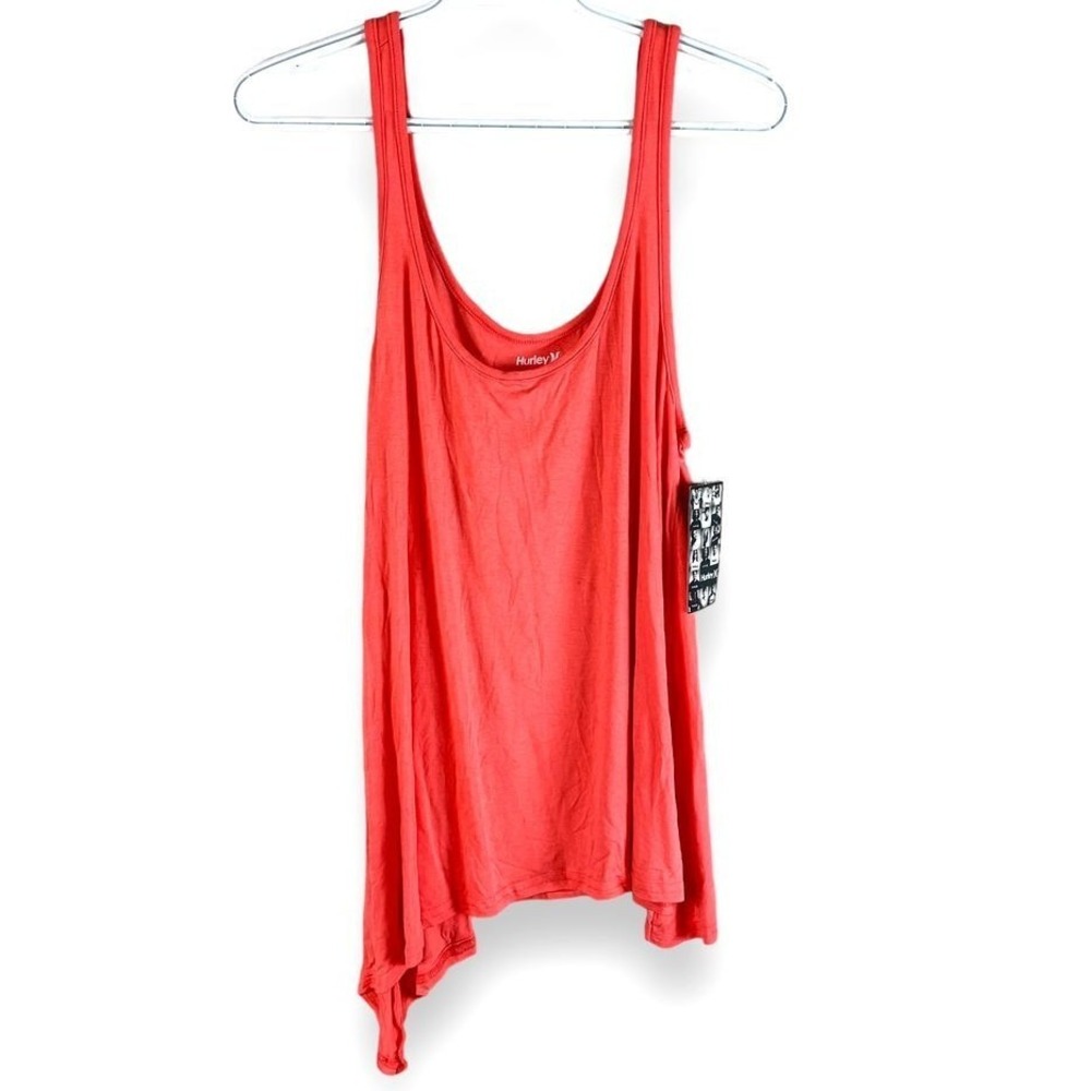 Hurley Tank Top Womens S‎ Coral Orange Asymmetrical Sharkbite Hem Sleeveless